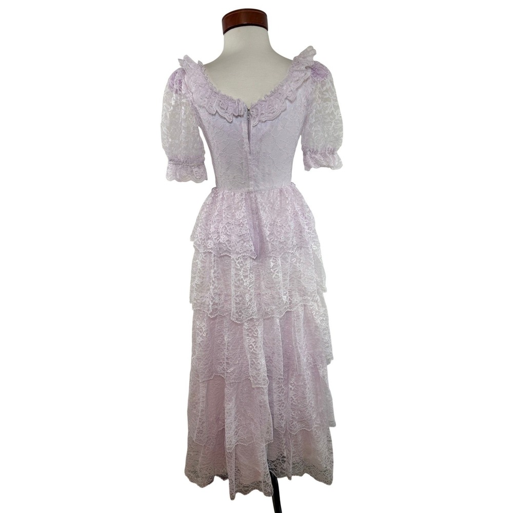 Vintage ILGWU Pink Lace Prairie Dress Made USA Coquette Fairycore Cottage 5 - Picture 8 of 16